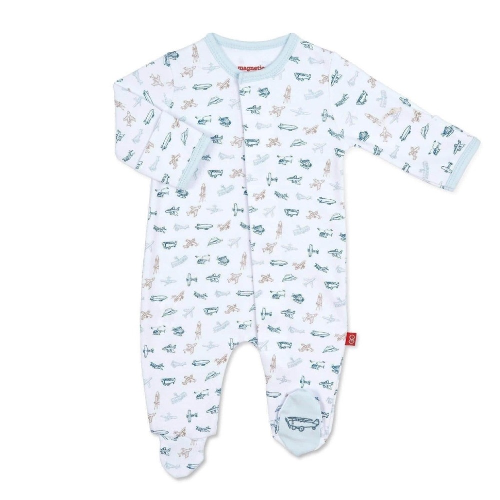 Magnetic me // airplanes organic cotton magnetic parent favorite footie